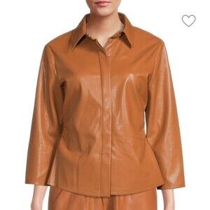 NWT ELIE TAHARI Vegan Leather Shirt size XS‎